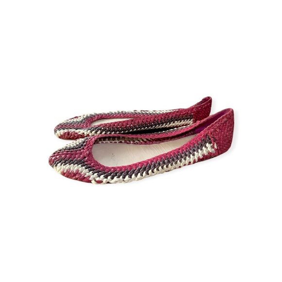 Prada Round Toe Multicolor Woven Leather ballerinas Flats, Size 39 EU, Pink mult - Picture 3 of 9